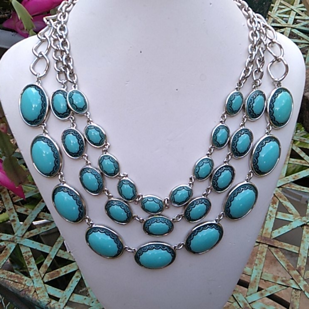 Nwt Faux Turquoise Blue Necklace - Picture 4 of 10